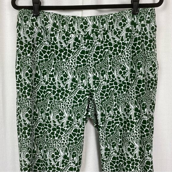 Jude Connally Green Giraffe Print Knit Cropped Pants Sz.L - Picture 3 of 11